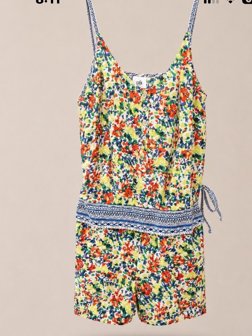 Cabi Romper Shorts Women XSmall Fiesta Devon Floral Adjustable Sleeveless